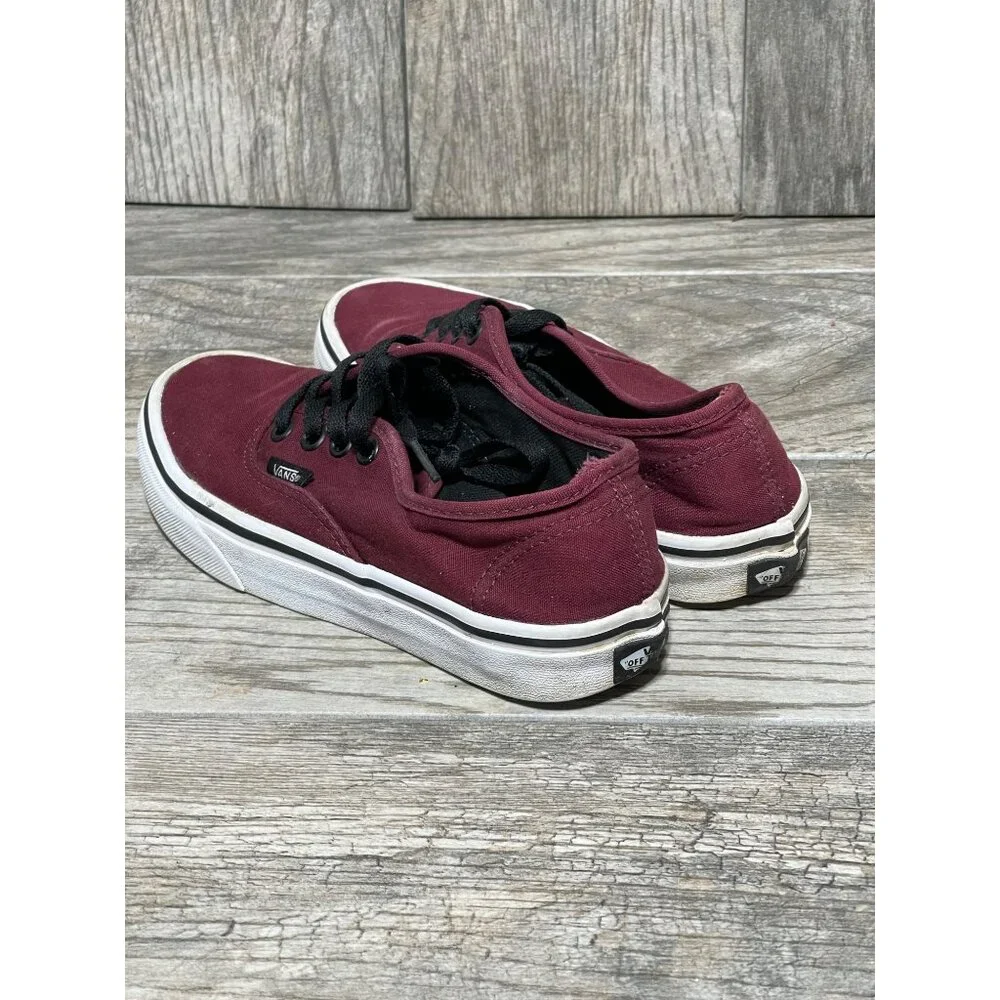 Vans Authentic Low Top Lace Up Red Skater Shoes Women's Size 5.5 - Picture 4 of 11